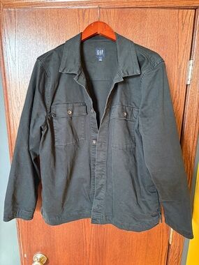GAP Men's Black Military-Style Button Front Jacket